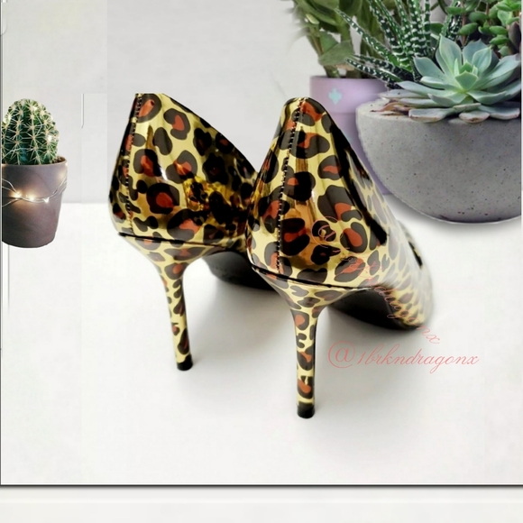 NWT Leopard Print  3" Heels Metallic Gold Leopard Print Heels - Picture 5 of 15